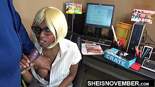 Secretary Giving Kinky Manager Hard Big Dick Point of View Blowjob and Missionary Fucking at Work Desk, Big Tits Sheisnovember