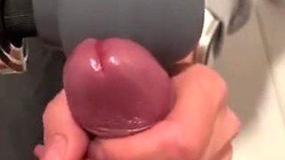 Cumshot from vibrator on hands