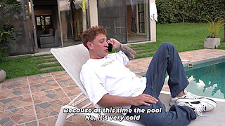 Stepmom Finds Her Stepson Masturbating in the Pool and Volunteers