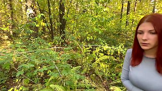 The chick got lost in the forest and froze, and the guy decided to help her and fucked her