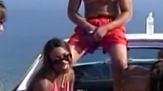 Group Sex on Jeep of Beautiful Black Girls Fucked by Big Black and White Cocks