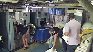 Melanie Memphis Laundry Threesome: Blowjob, Doggy  Cowgirl Porn
