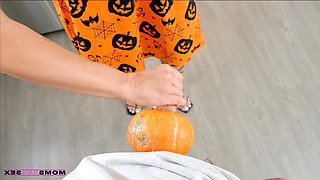 Redhead Mom pulls your dick out of the pumkin - Kitchen Anal