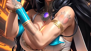 Indian cyberpunk girls funny fighter pose (Ai models)