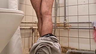 Completely naked hairy body big chubby ass guy loving his smooth asshole