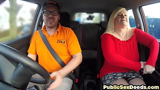 Dashcam amateur granny fucks instructor