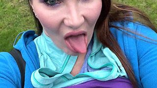 Outdoor Hairy Pussy Flashing Fingering