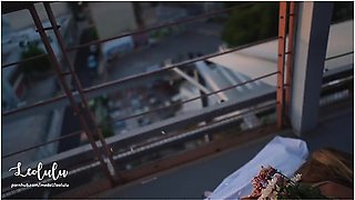 Bondage On The Balcony! Hard Sex And Flower Slaps - Amateur Couple With Leo Lulu