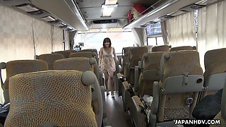 Pretty Japanese adventurous gal Mitsuka Koizumi gives a blowjob in the bus
