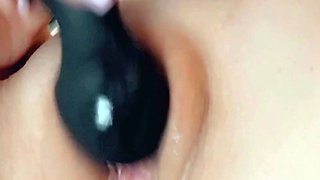 Non stop blonde with big boobs cock jerks off on the bed