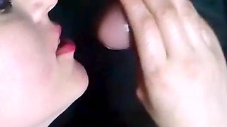 Blonde jerks off big cock and fingers pussy