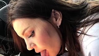 Babe's First Blowjob in a Car with a Happy Ending