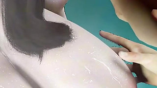 3D Huge Boobs Slut Cheating with Old Dick in the Pool