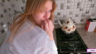 Russian girlfriend with a huge ass gets stuck and fucked in POV