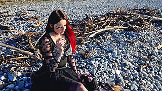 Femdom Session by the Sea. Smoking Fetish, Bootfetish, Footfetish, BDSM Flogging and Scratching