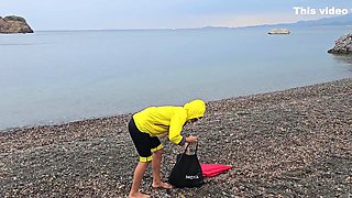 Beach Yoga With Watch Into Gaping Pussy # Hot Wife On Cold Beach