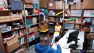 Russian slender teen caught stealing by a security guy