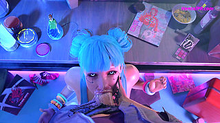 CyberPunk Blue Hairy Slut Give Incredible Blowjob ( Cartoon XXX Parody )