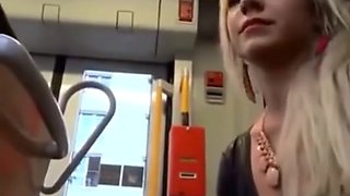 Confident Girlfriend Gives Nervous Boyfriend Blowjob On Bus