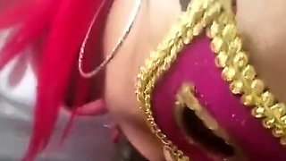 Masked Ebony Amateur Gives Blowjob and Swallows