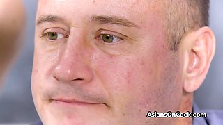 Classroom penis milking by naughty Asian coed