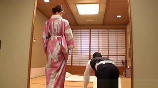 Yuna Hayashi Asian housewife in a kimono gives tit fuck
