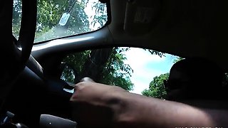 Black Amateur Granny in a Car Shows Her Big Boobs