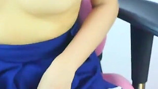 Thai Girl Cosplays as a Japanese College Girl, Sitting and Humping a Dildo