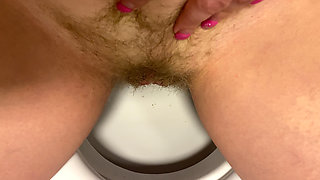 Hairy Pussy Pee and Accidentally Fart, Very Close up View