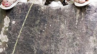 Wife pissing in public
