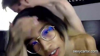 Slim body teen slut with glasses gets pounded hard live at sexycamx.com: Porn