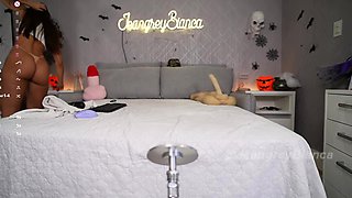 Blonde tight pussy babe solo toy fun in glamour masturbation
