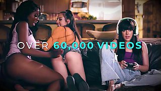 OUT OF THE FAMILY - Naughty Laney Grey Fucks Her MILF Stepmom London River To Get Out Of Trouble