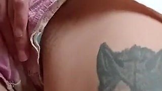 Skinny Schoolgirl Masturbates in Her Clothes in the Morning Before School