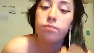 Amateur teens give big cock blowjob and lick pussy on webcam