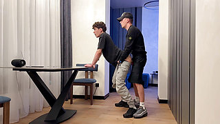 Two lads guy have fun