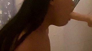 Big titted glory hole blowjob slut fucks and loves facial