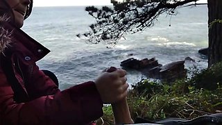 Public Blowjob with a View Amateur Couple Almost Caught!