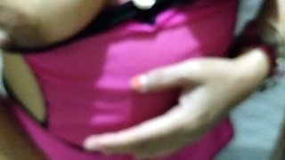 Hot Lady Fingering Her Hot Pussy Nipple Boobs Licking Urine in Bathroom