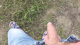 I approached this lonely girl and started jerking off my cock next to her. She sat silently watched and touch my cock when i cum
