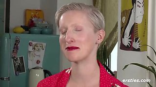 Hot Blonde Veronica B Oiled Up & Fingering Herself in Latex - German Amateur Solo Masturbation