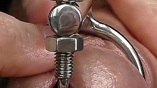 Dilation of the Hole Expanded Glans and Sperm Blockage Through Urethral Insertion of the Finger - Closeup