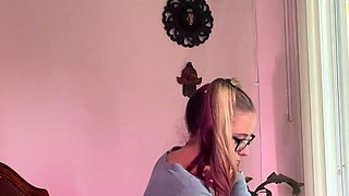 Blonde tight pussy babe solo toy fun in glamour masturbation