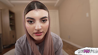 Hijab princess learns how to suck dick