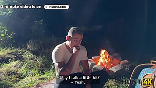 HUNT4K. Hot Czech teen Chloe Heart jumped on a huge hunter's cock outdoors in front of her BF