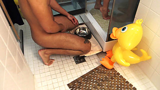 Romantic Sex Shower - and He Has to Watch, Jerk off in the Dog Bowl, and Drink It!