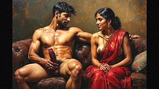 Aunty watches her neighbour uncle fuck his wife and she also joins for a threesome sex.