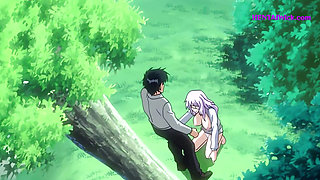 The Cleaning Lady got Caught - Double Penetration in Public Garden - Exclusive Hentai - SUB