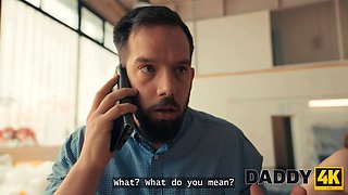 Daddy4k. petite hole for a cute warehouse deal