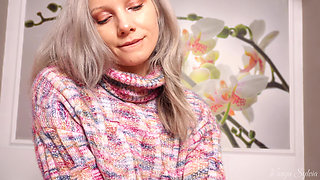 A Nymph in a Sweater Expands Her Holes by Inserting a Vibrator - Blowjob and Female Orgasm!